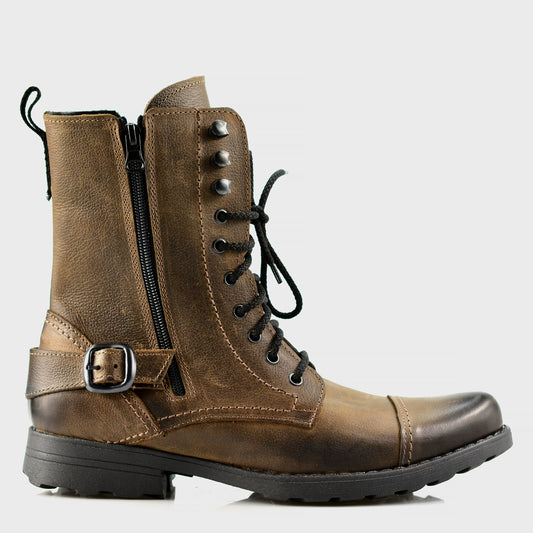 Handmade Brown Leather Men’s Combat Boots – Noah | KarolShoes