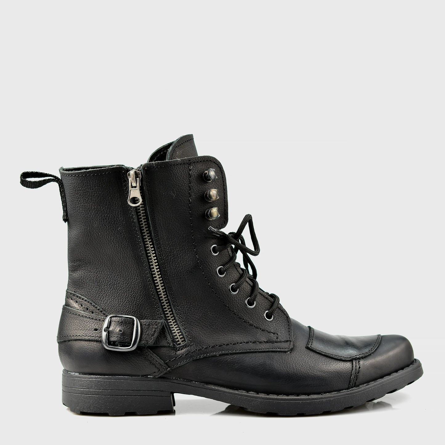 Schwarze Herren-Motorradstiefel aus Leder – Blake | KarolShoes