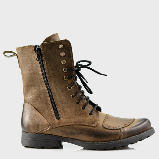 Brown Leather Men’s Motorcycle Boots – Hunter | KarolShoes