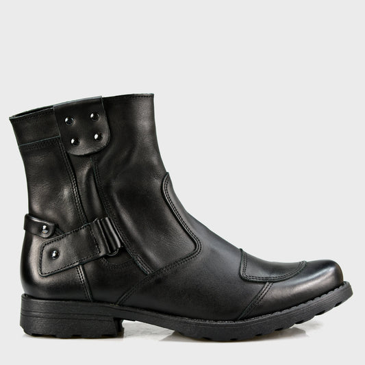 Black Leather Men’s Motorcycle Boots – Bruce | KarolShoes