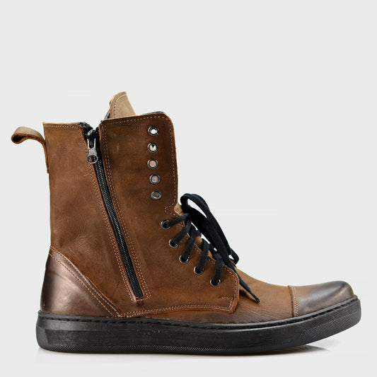 Handmade Brown Leather Men’s Combat Boots – Liam | KarolShoes