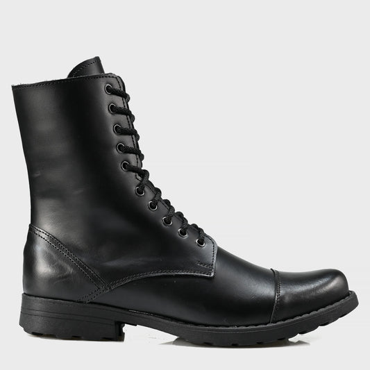 Handmade Black Leather Men’s Combat Boots – Corvo | KarolShoes