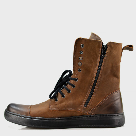 Handmade Brown Leather Men’s Combat Boots – Liam | KarolShoes