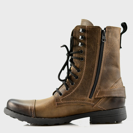 Handmade Brown Leather Men’s Combat Boots – Noah | KarolShoes