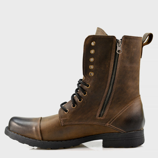 Handmade Brown Leather Men’s Combat Boots – Landon | KarolShoes