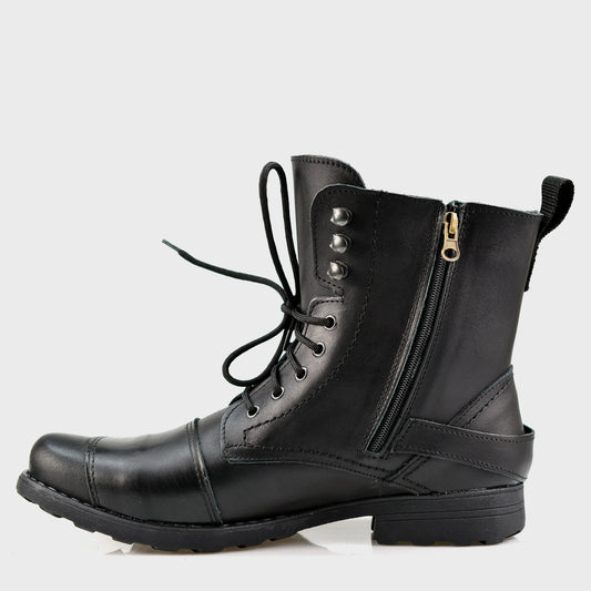 Black Leather Men’s Motorcycle Boots – Ryan | KarolShoes
