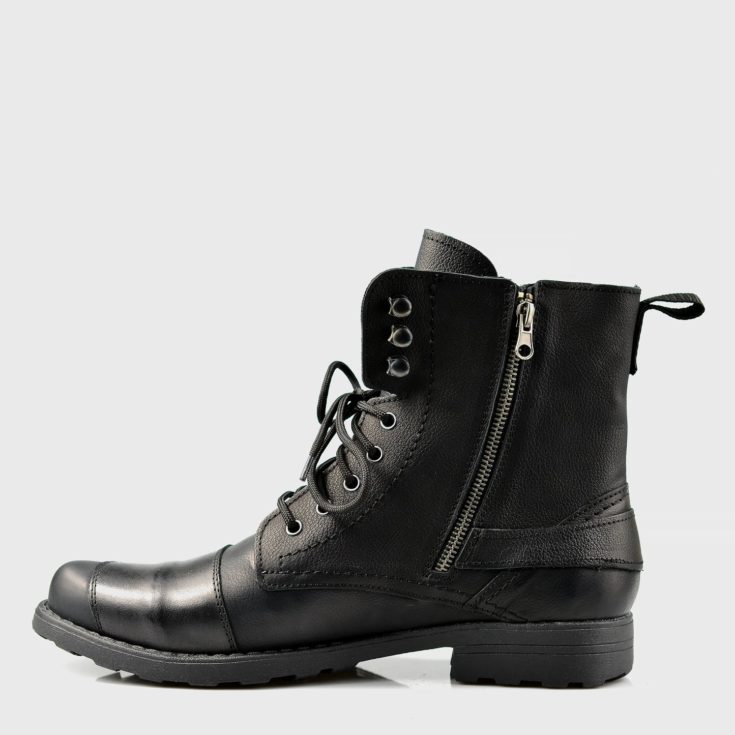 Schwarze Herren-Motorradstiefel aus Leder – Blake | KarolShoes