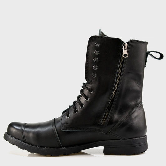 Black Leather Men’s Motorcycle Boots – Hunter | KarolShoes
