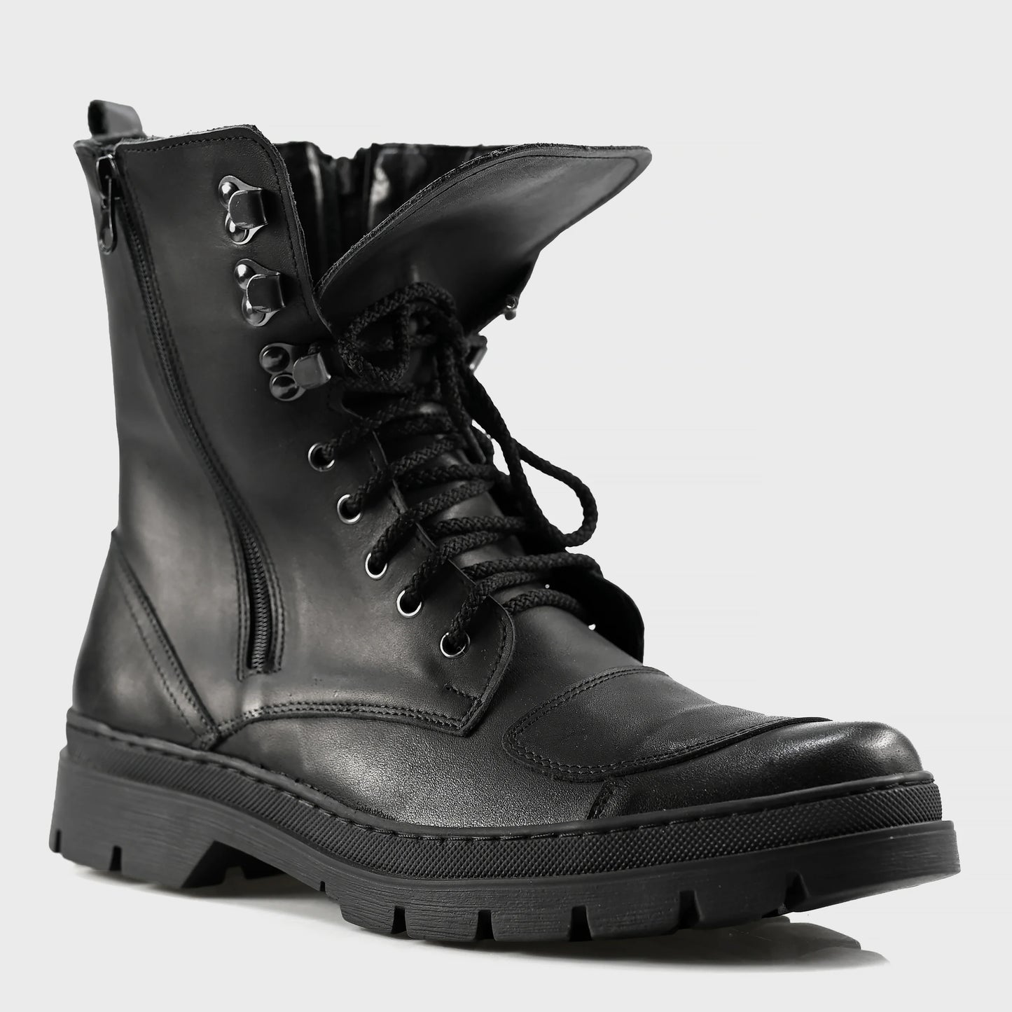 Schwarze Herren-Motorradstiefel aus Leder – Gregory | KarolShoes