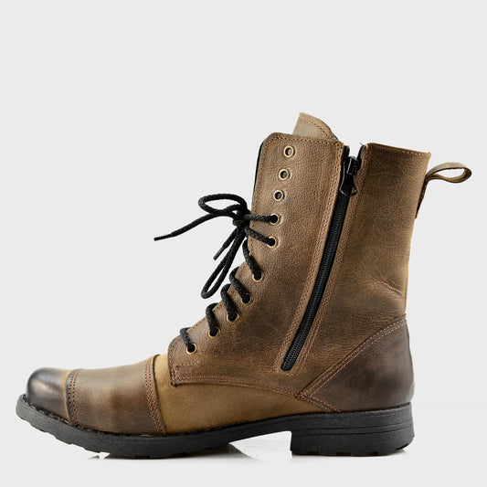 Brown Leather Men’s Motorcycle Boots – Hunter | KarolShoes