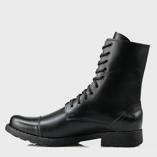 Handmade Black Leather Men’s Combat Boots – Corvo | KarolShoes
