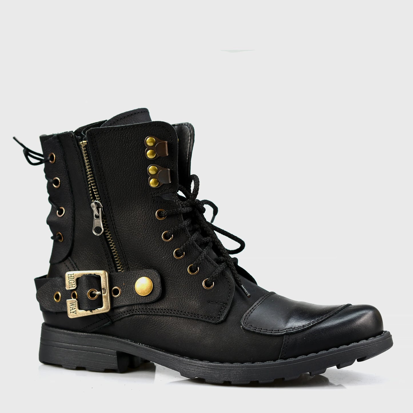 Schwarze Herren-Motorradstiefel aus Leder – Chad | KarolShoes