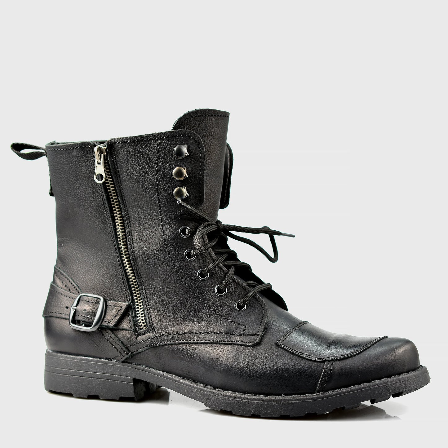 Schwarze Herren-Motorradstiefel aus Leder – Blake | KarolShoes
