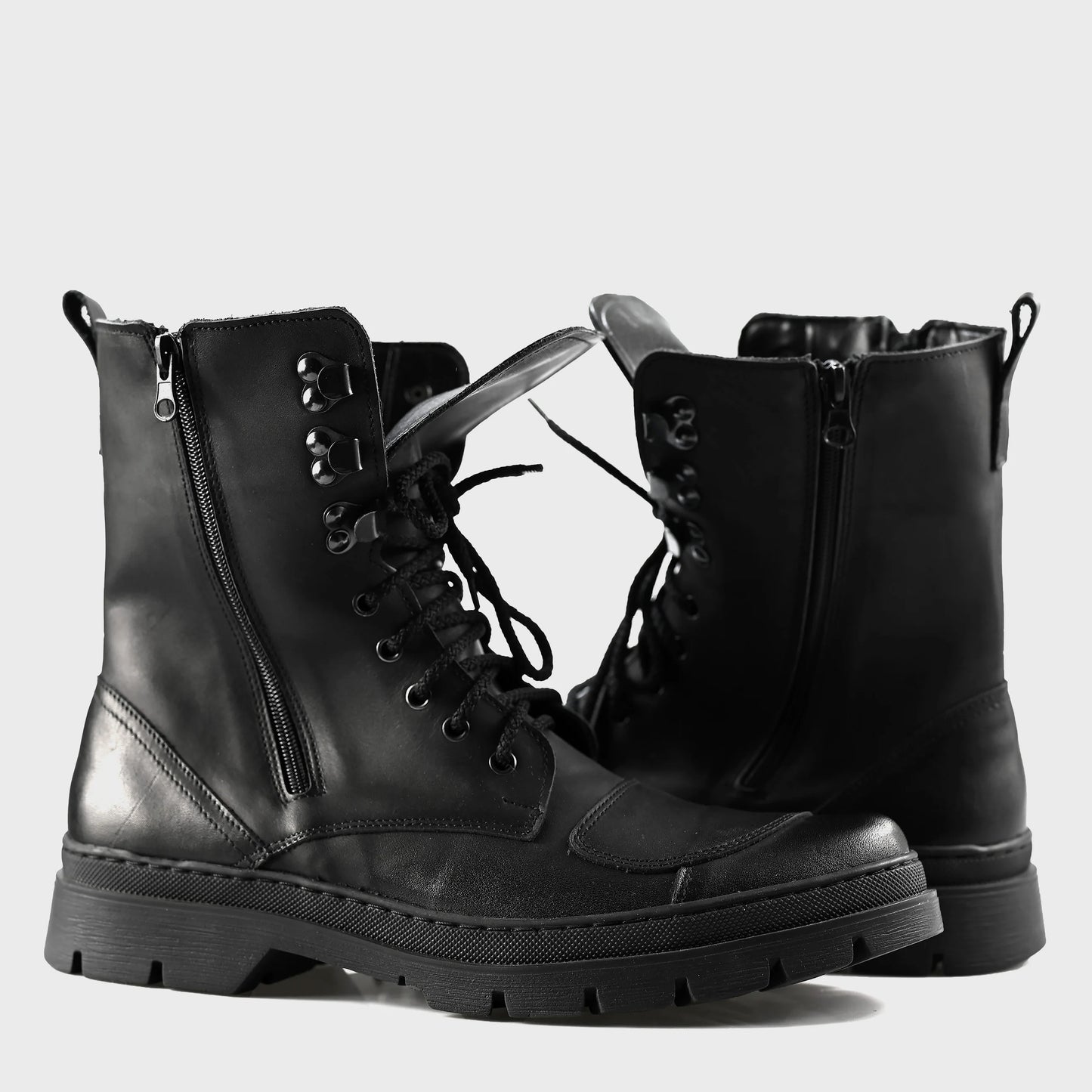 Schwarze Herren-Motorradstiefel aus Leder – Gregory | KarolShoes