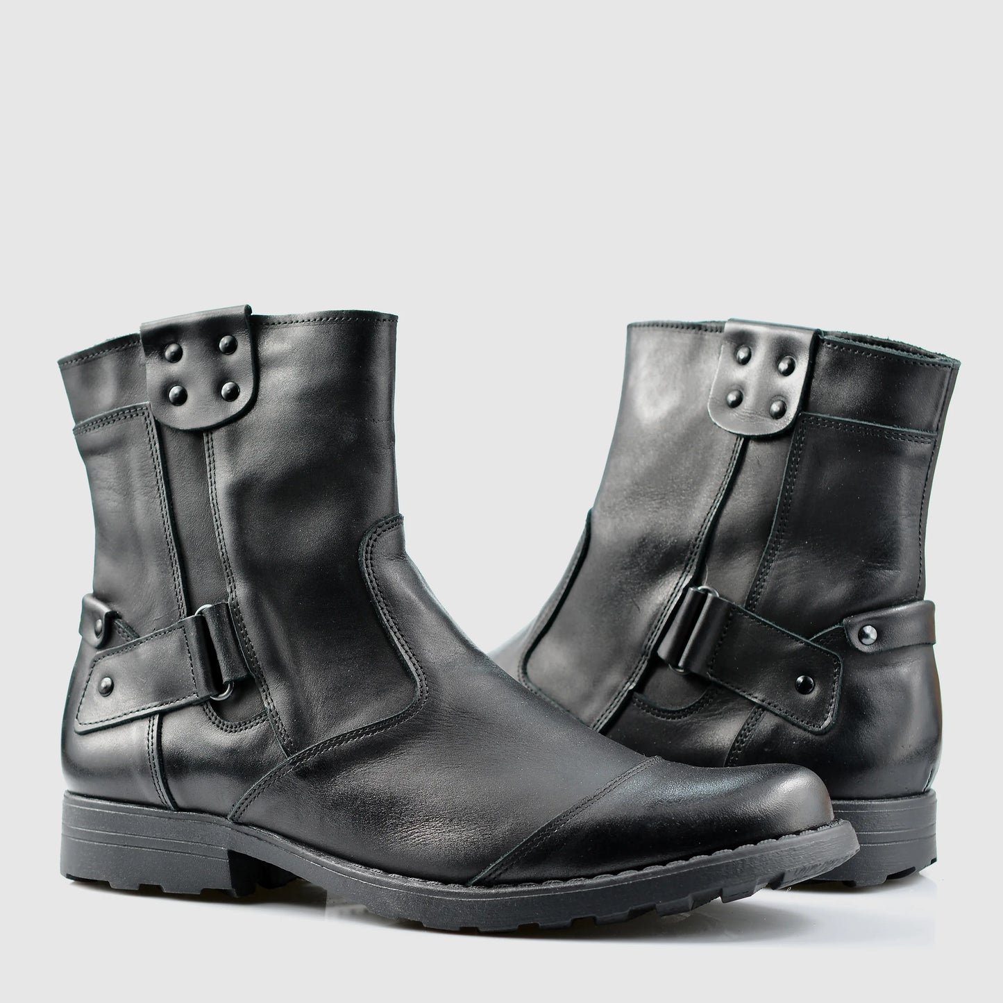 Handgefertigte Schwarze Herren-Lederstiefel – Casual | KarolShoes