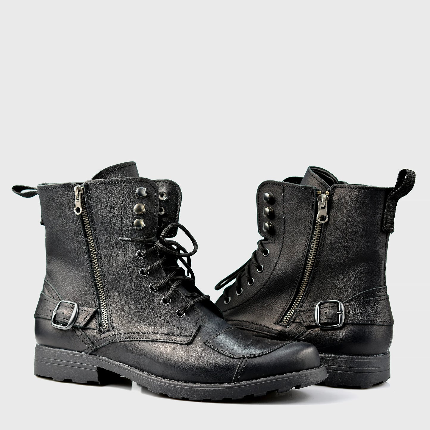 Schwarze Herren-Motorradstiefel aus Leder – Blake | KarolShoes