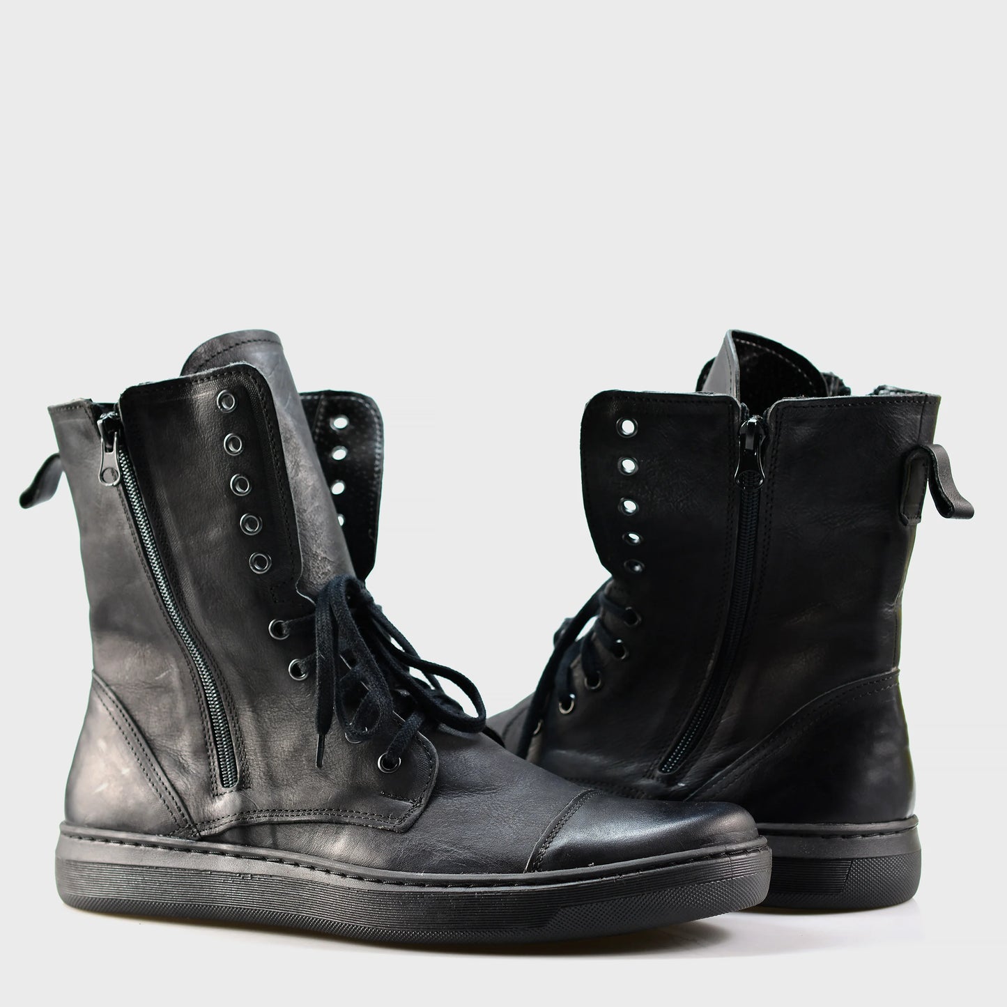 Handmade Black Leather Men’s Combat Boots – Liam | KarolShoes