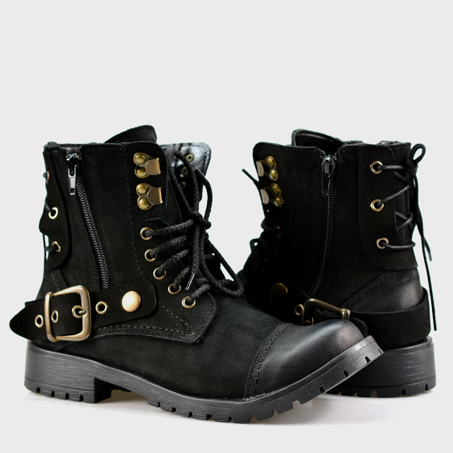 Schwarze Damen-Lederstiefeletten – Elira | KarolShoes