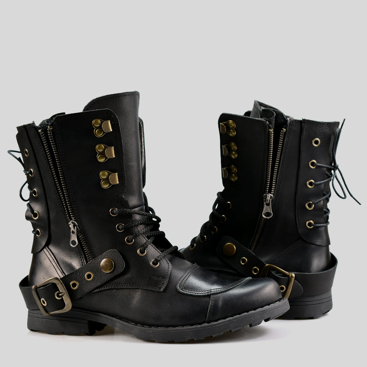 Schwarze Herren-Motorradstiefel aus Leder – Sonny | KarolShoes