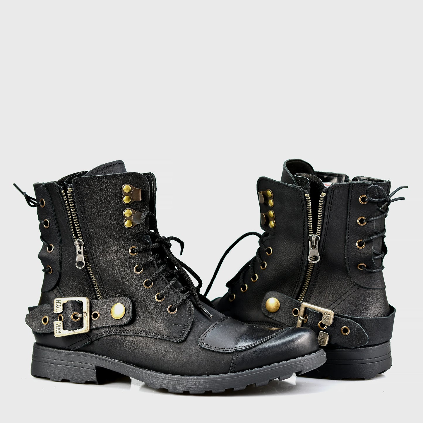 Schwarze Herren-Motorradstiefel aus Leder – Chad | KarolShoes
