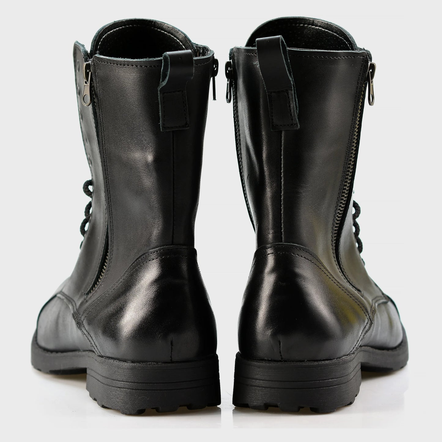 Handgefertigte Schwarze Herren-Combat-Boots aus Leder – Landon | KarolShoes