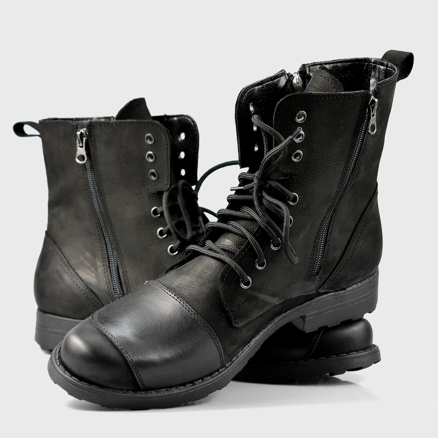 Schwarze Herren-Motorradstiefel aus Leder – Classic | KarolShoes
