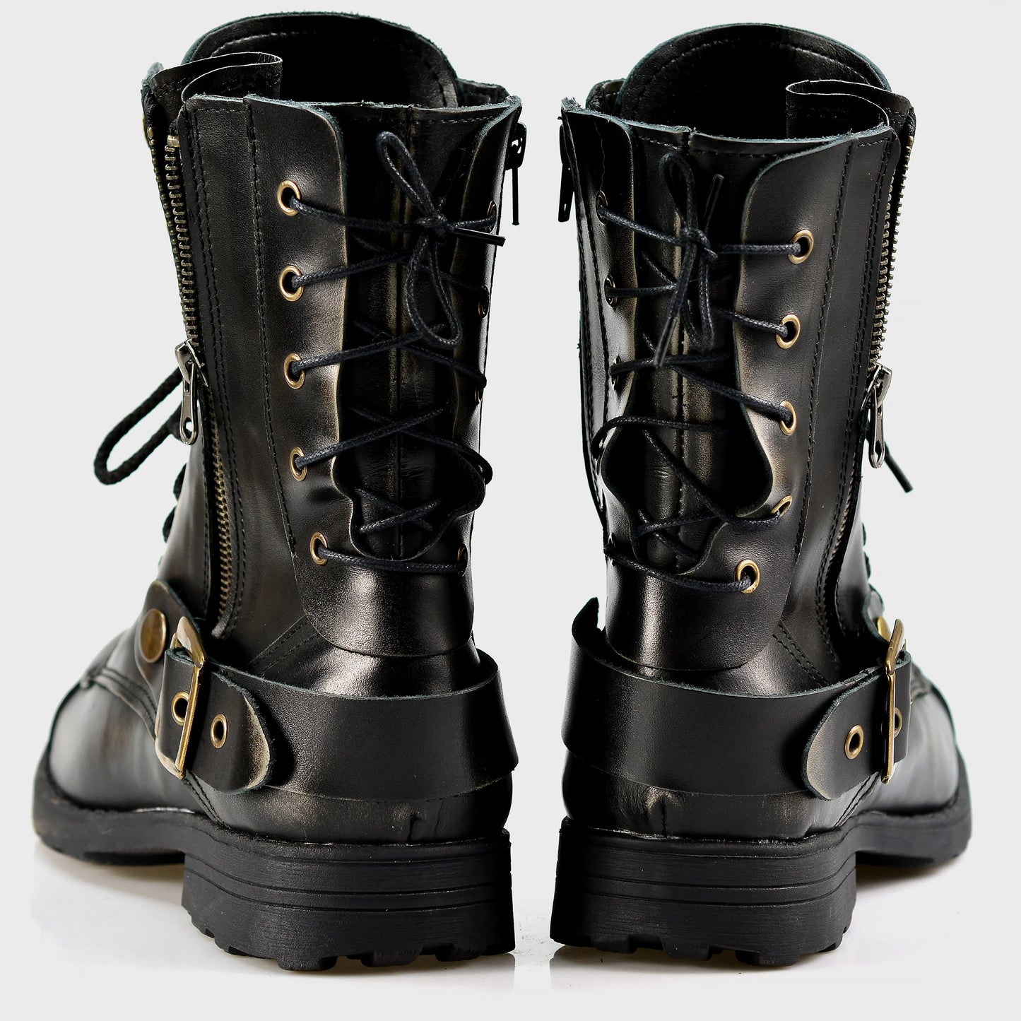 Schwarze BS Herren-Motorradstiefel aus Leder – Sonny | KarolShoes