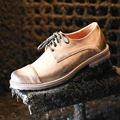 Pánské kožené derby polobotky Mauro hnědé – ručně šité | KarolShoes