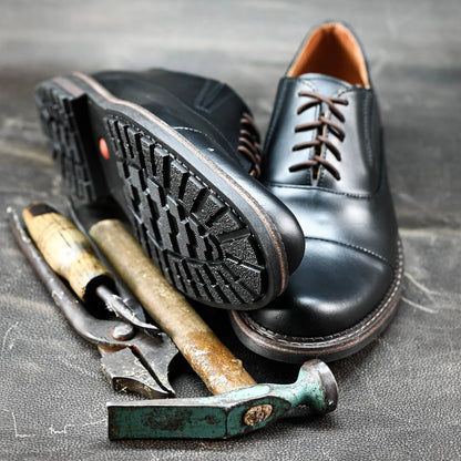 Pánské kožené derby polobotky Enzo – ručně šité černé | KarolShoes