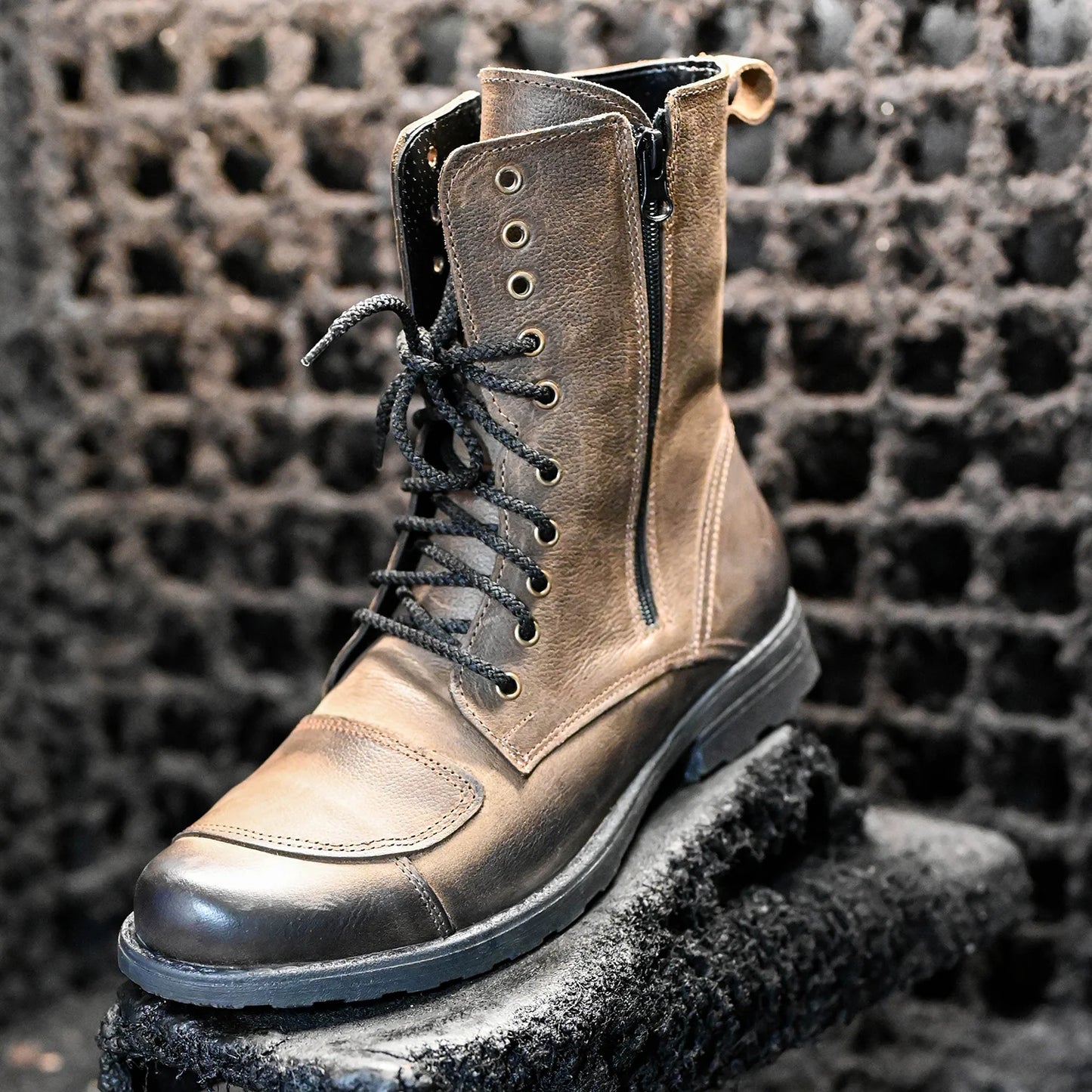Braune Herren-Motorradstiefel aus Leder – Hunter | KarolShoes