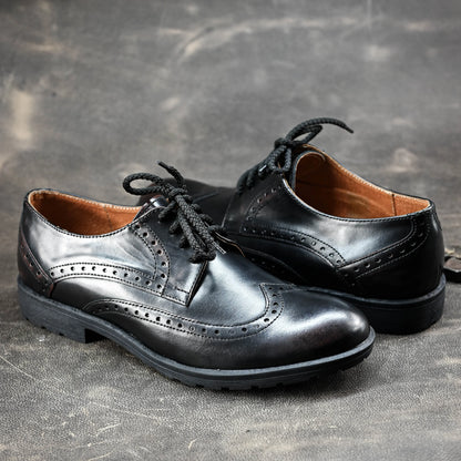 Black Leather Men’s Brogues – Hand-Stitched – Oxford Ridge | KarolShoes