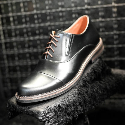 Pánské kožené derby polobotky Enzo – ručně šité černé | KarolShoes