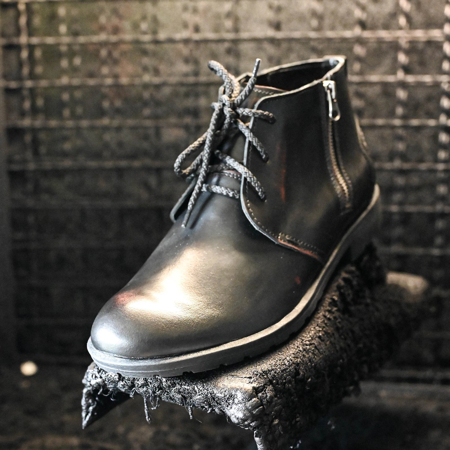 Pánské kožené kotníkové boty Raven – černé, ručně šité | KarolShoes