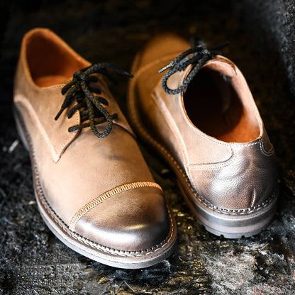 Pánské kožené derby polobotky Mauro hnědé – ručně šité | KarolShoes