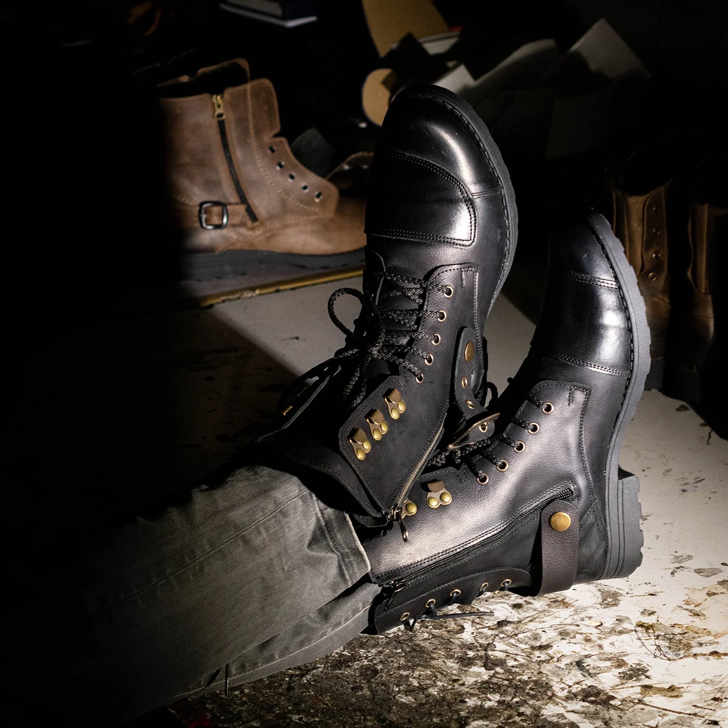Schwarze Herren-Motorradstiefel aus Leder – Sonny | KarolShoes
