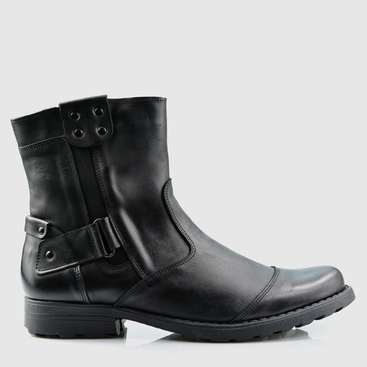 Handgefertigte Schwarze Herren-Lederstiefel – Casual | KarolShoes