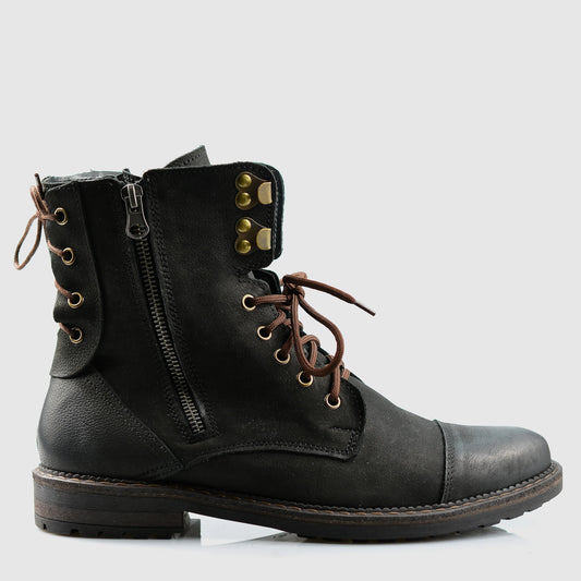 Handgefertigte Schwarze Herren-Lederstiefel – Marc | KarolShoes