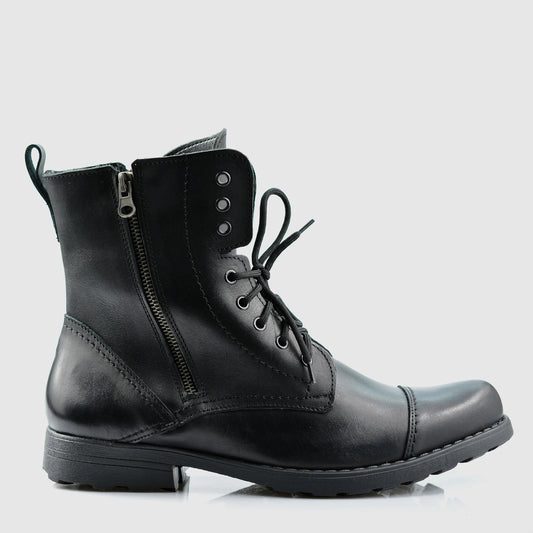 Handgefertigte Schwarze Herren-Lederstiefel – Elegant | KarolShoes