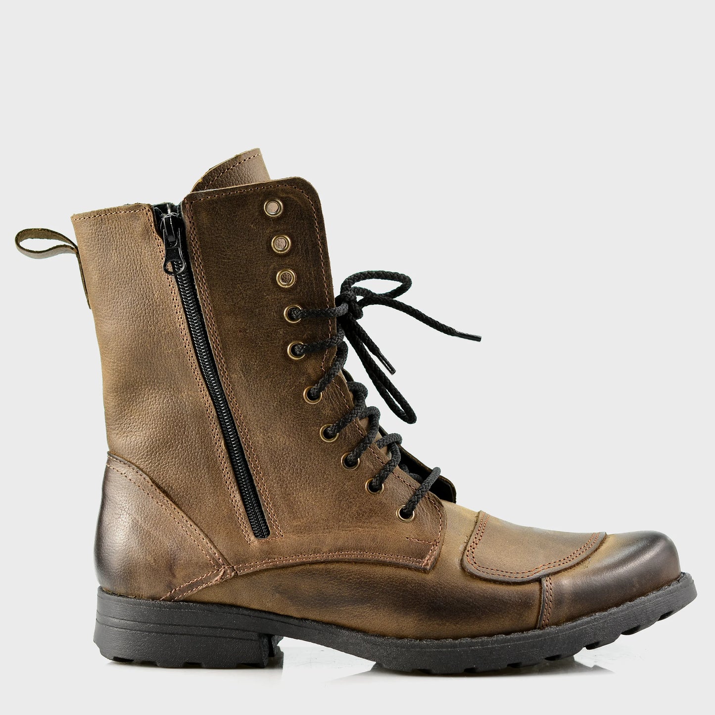 Braune Herren-Motorradstiefel aus Leder – Hunter | KarolShoes