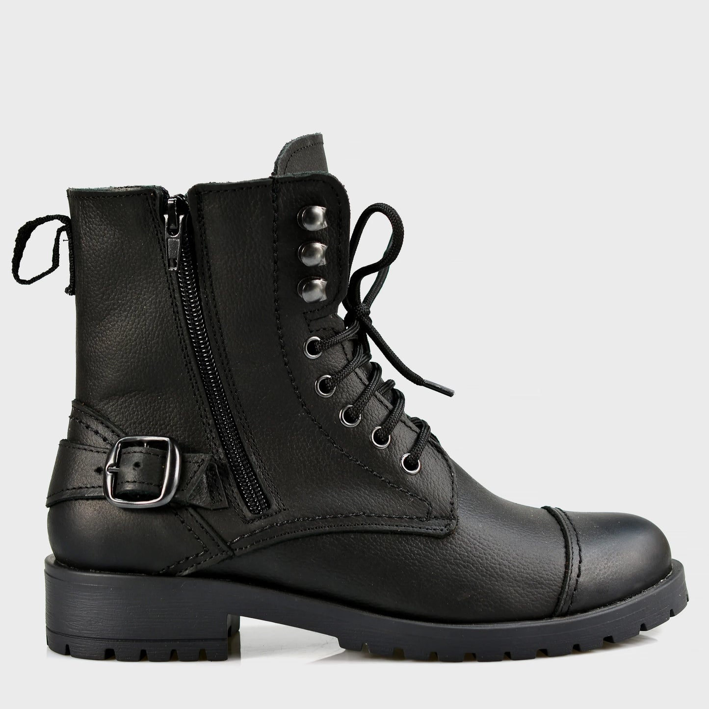 Schwarze Damen-Lederstiefeletten – Alexa | KarolShoes