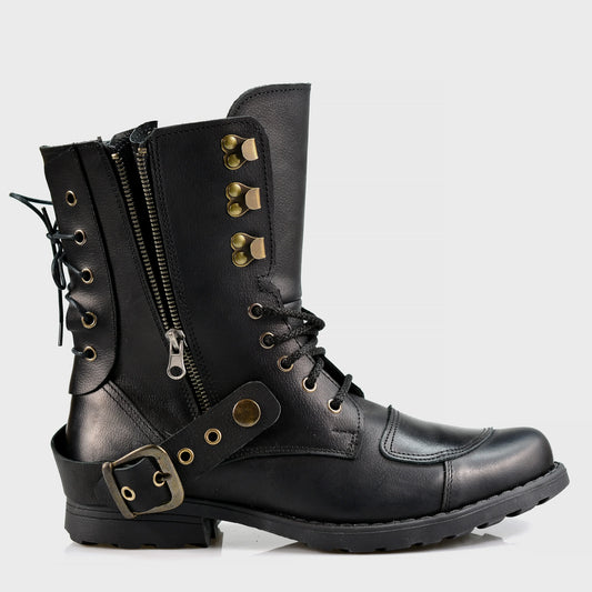 Black Leather Men’s Motorcycle Boots – Sonny | KarolShoes