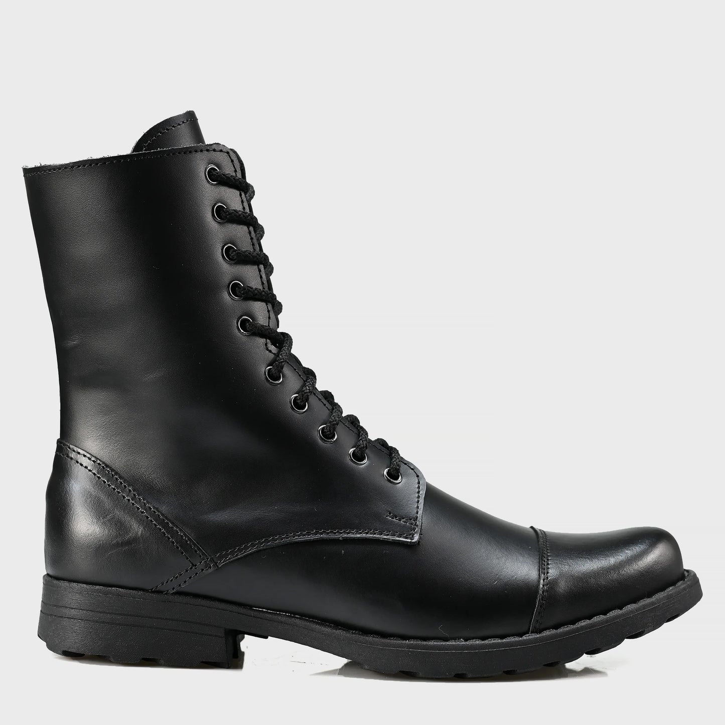 Pánské vysoké kožené boty Corvo – ručně šité černé třševíky | KarolShoes