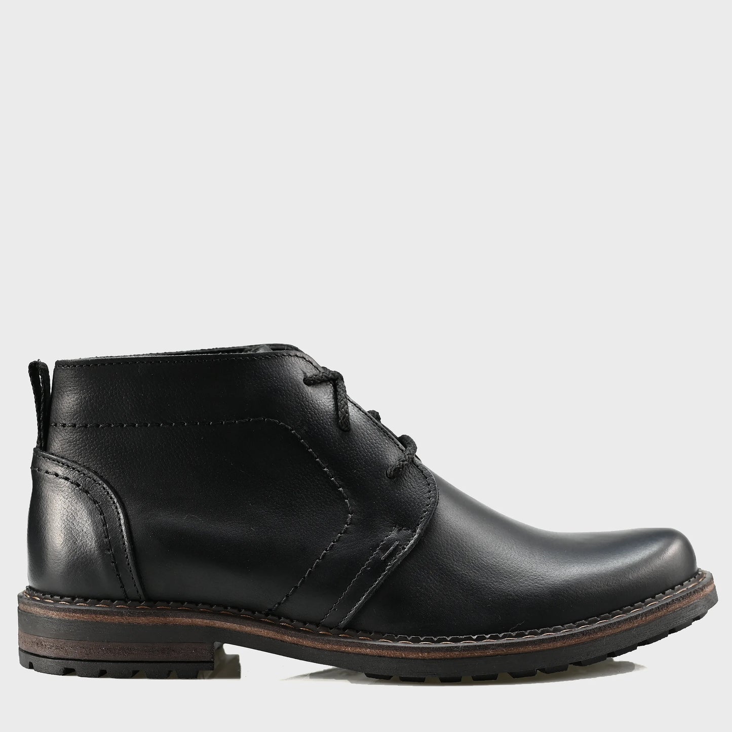 Pánské kožené chukka boty Hawk – černé, ručně šité, odolné a pohodlné | KarolShoes