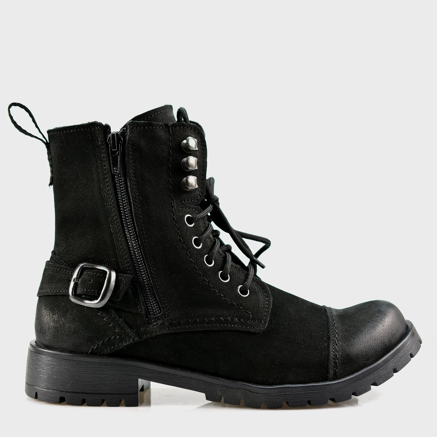 Schwarze Damen-Lederstiefeletten – Aria | KarolShoes