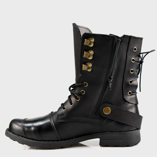 Black Leather Men’s Motorcycle Boots – Sonny | KarolShoes