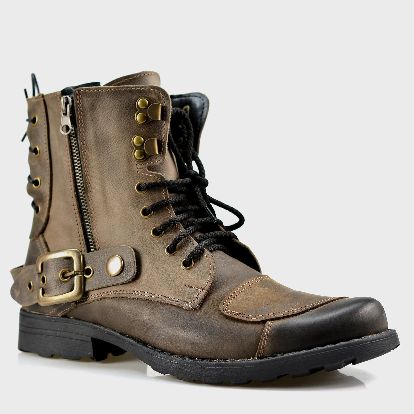 Braune Herren-Motorradstiefel aus Leder – Chad | KarolShoes