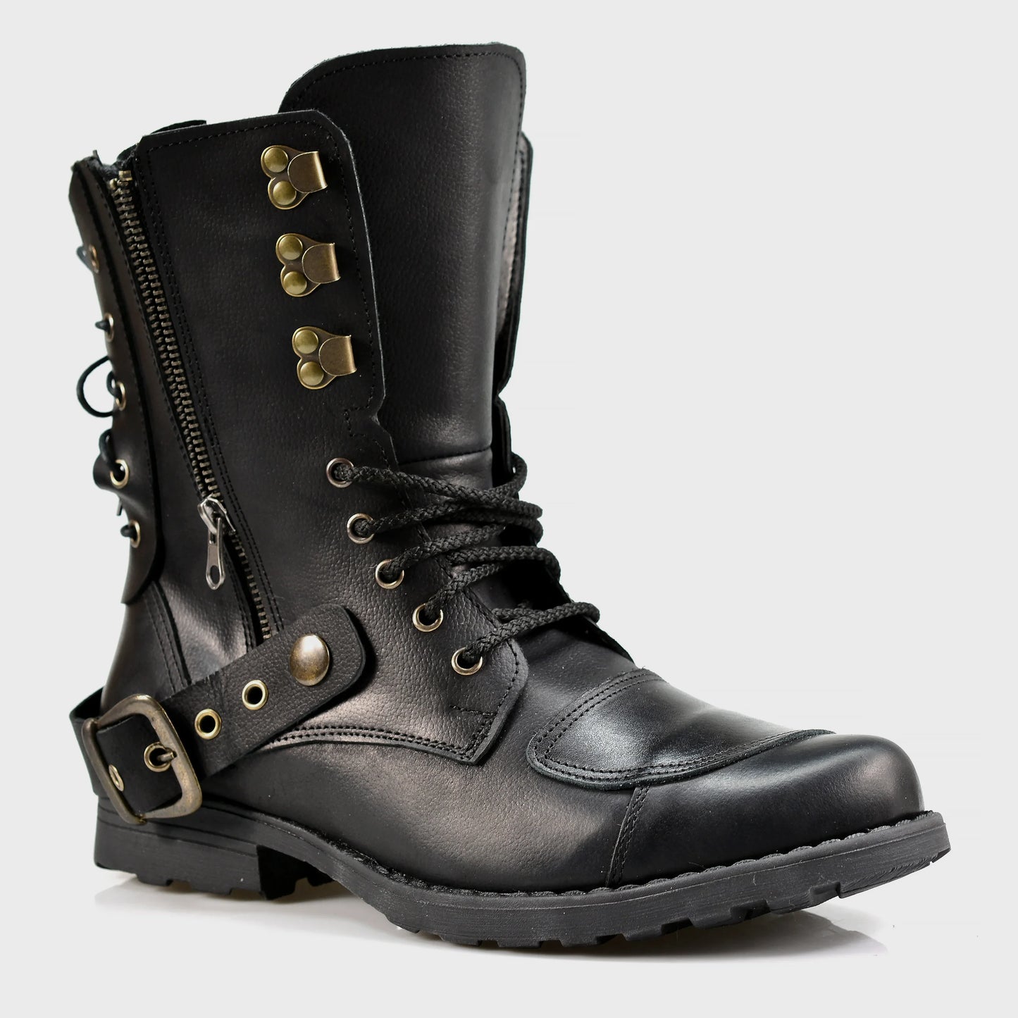 Schwarze Herren-Motorradstiefel aus Leder – Sonny | KarolShoes