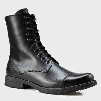 Pánské vysoké kožené boty Corvo – ručně šité černé třševíky | KarolShoes