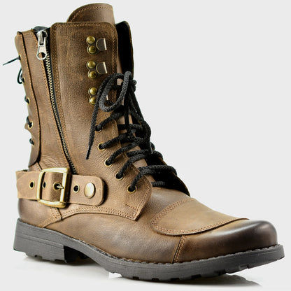 Brown Leather Men’s Motorcycle Boots – Sonny | KarolShoes