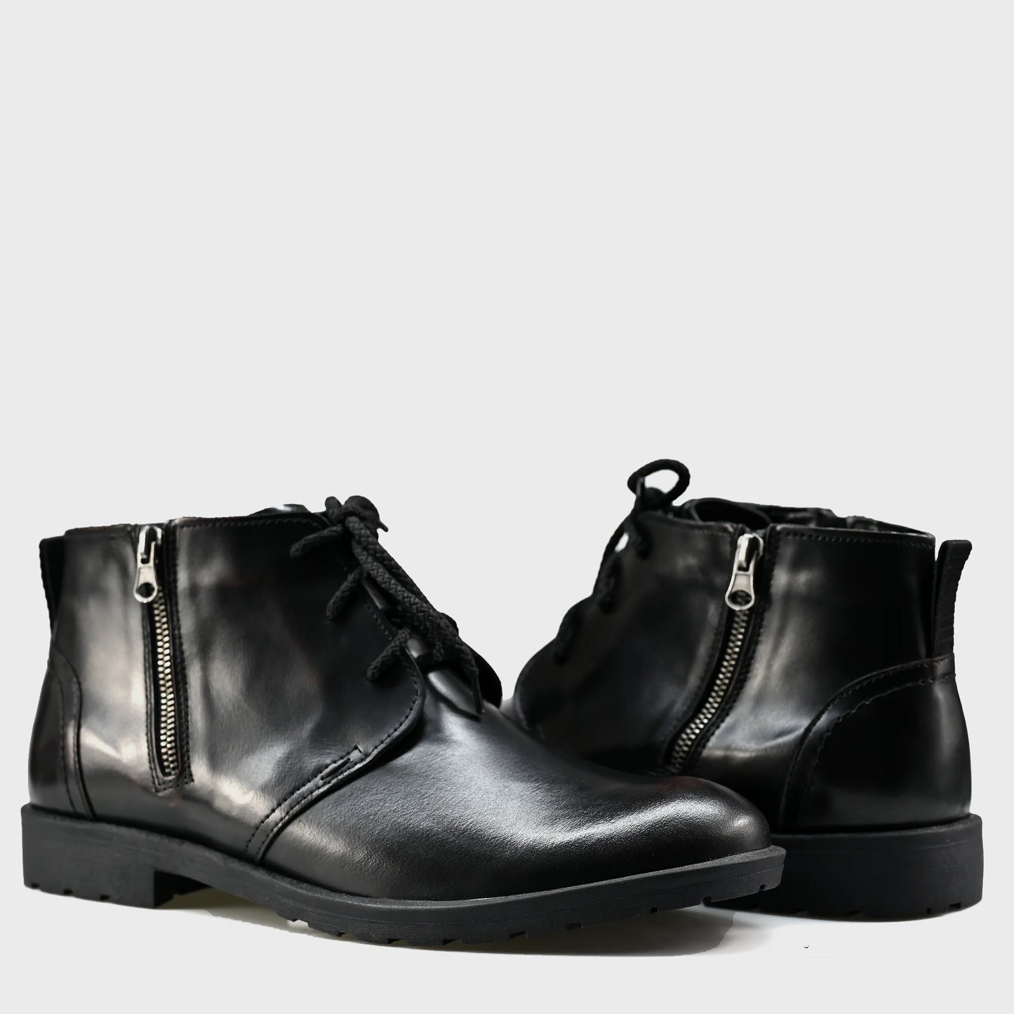 Pánské kožené kotníkové boty Raven – černé, ručně šité | KarolShoes